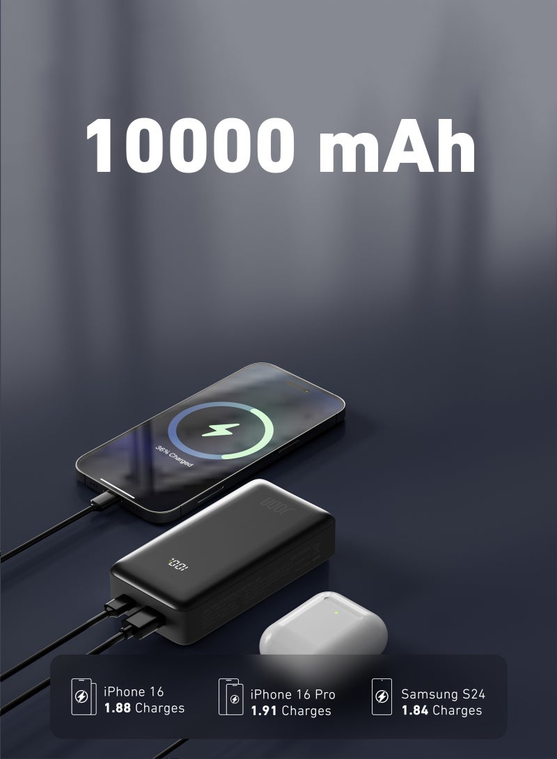 JODA TURBO 10 Power Bank Black 10000mAh PD 30W with LED Display, 2-Port USB-C & USB-A – Fast Charging, Compact, - Image 2
