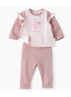 Elegant Kids Long Sleeve T-Shirt and Pyjama Set of Cotton for Girls, Soft and Comfortable Cotton Pajama Set for Kids, Perfect for Everyday Wear  - Image 1