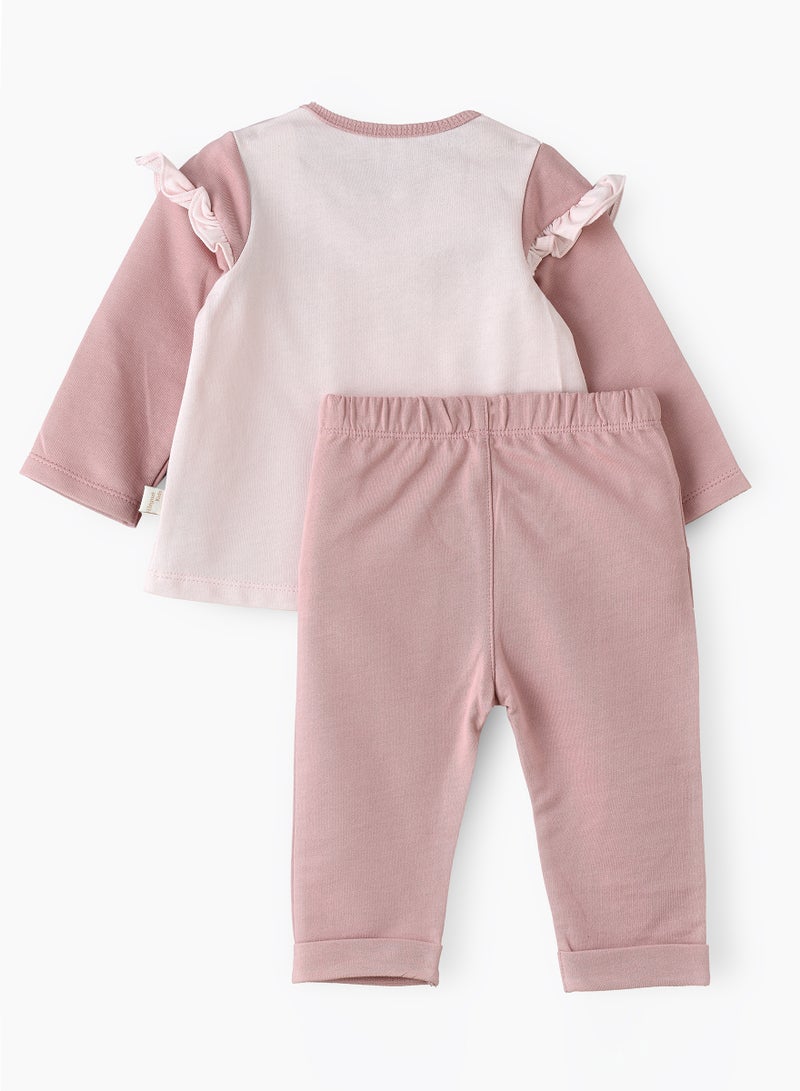 Elegant Kids Long Sleeve T-Shirt and Pyjama Set of Cotton for Girls, Soft and Comfortable Cotton Pajama Set for Kids, Perfect for Everyday Wear - Image 2