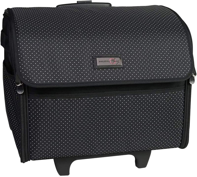 Everything Mary Collapsible Sewing Machine Case, Black Dot - Craft Rolling Tote Cover Bag with Wheels for Brother, Singer & Most Machines - Storage Organization Carrying Cart for Accessories - Image 2