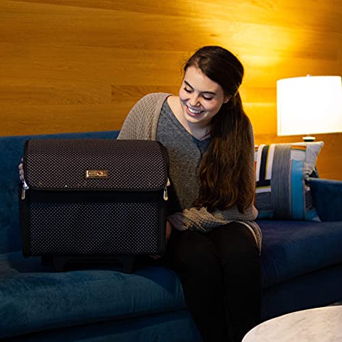 Everything Mary Collapsible Sewing Machine Case, Black Dot - Craft Rolling Tote Cover Bag with Wheels for Brother, Singer & Most Machines - Storage Organization Carrying Cart for Accessories - Image 3