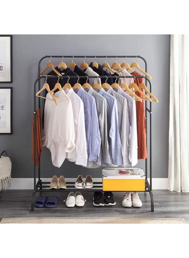 Clothes Rack, Clothing Garment Rack Metal Double Rail Hanging Clothes 2-Tier Storage Shelf for Boxes Shoes Boots Commercial Grade Multi-Purpose Entryway Shelving Unit for Home Office Bedroom  - Image 5