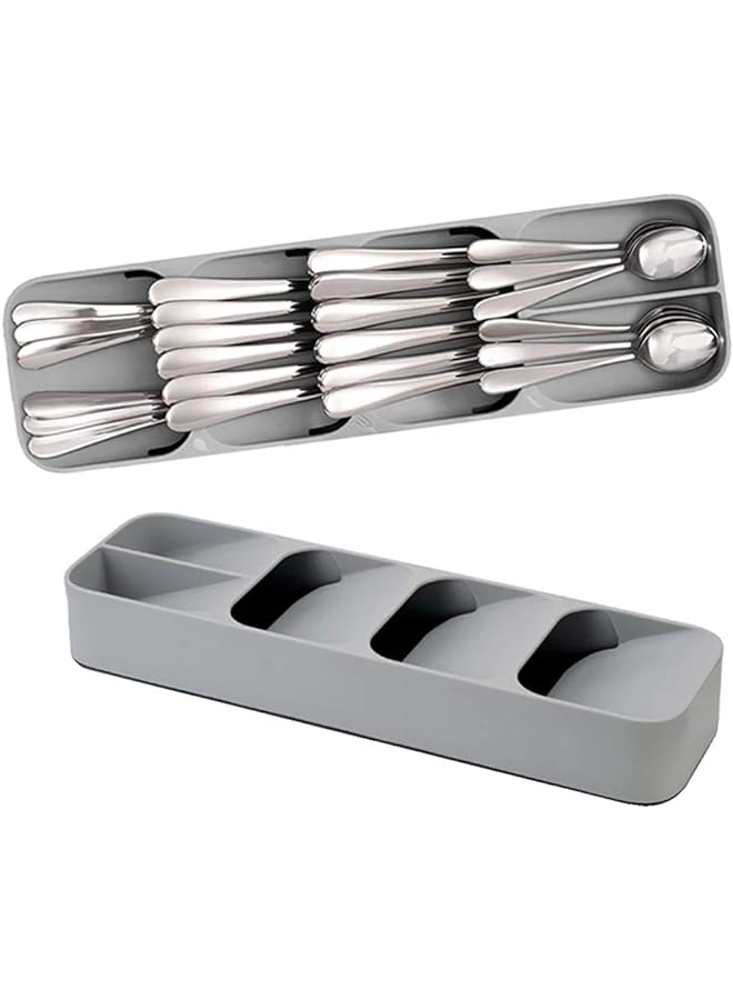 SHOWAY Drawer Cutlery Organizer Tray Utensils Store Holder Rack For Cutlery Silverware Compact And Gadgets Organizer Tools Divider Storage Cabinet Plastic Drawer - Image 1