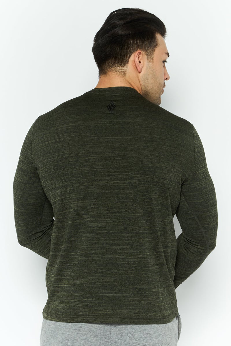 SKECHERS Men Sportswear Fit Long Sleeves Training T-shirt, Olive Heather - Image 4