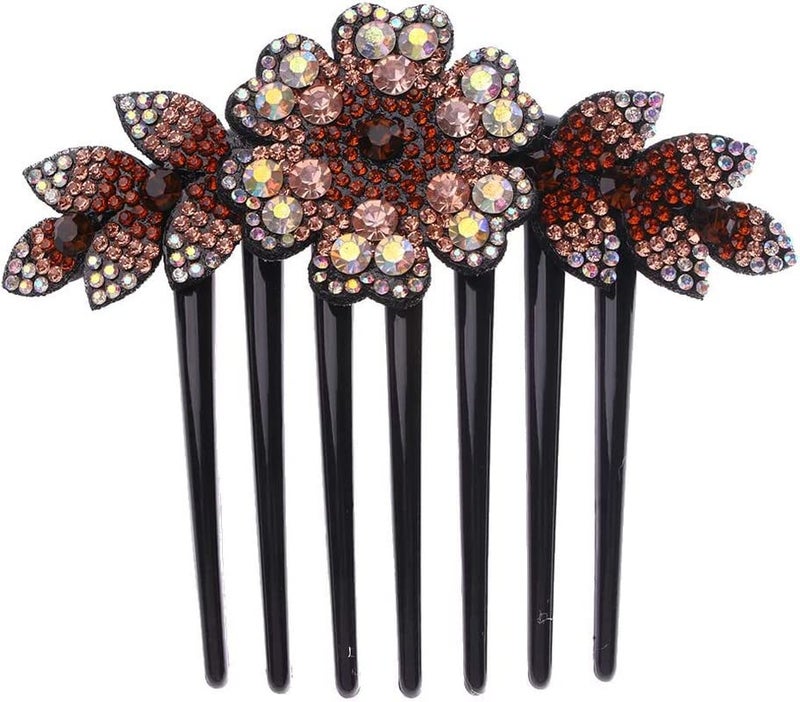 FAMEZA 1 PCS Women Flower Hair Comb Pins Rhinestone Slide Clips Hair Barrettes Bride Wedding Headdress Hair Accessories MULTICOLOR 001 - Image 1