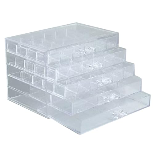 Feadily Acrylic Jewelry Organizer Box, Jewelry Drawer Organizer With 5 Drawers 79 Grids, Clear - Image 1