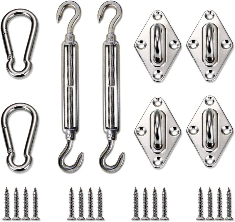 Windscreen4less Sun Shade Sail Hardware Kit - 8 Inches - Super Heavy Duty - for Rectangle and Square Sun Shade Sail - Image 1