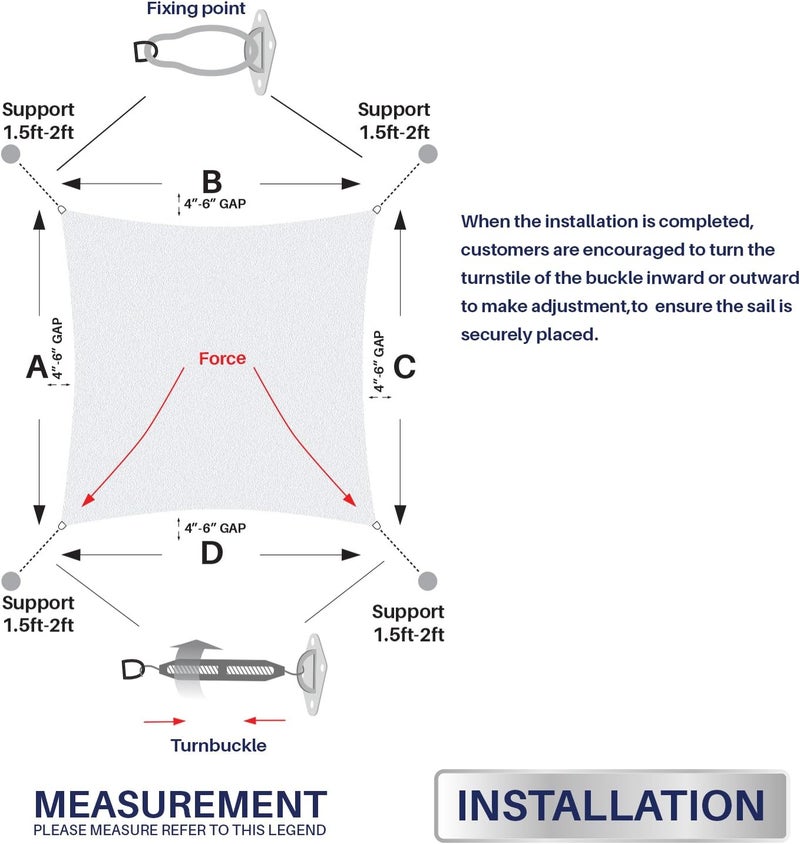Windscreen4less Sun Shade Sail Hardware Kit - 8 Inches - Super Heavy Duty - for Rectangle and Square Sun Shade Sail - Image 4