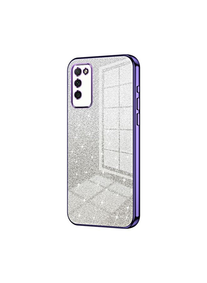HuHa Case Cover For Honor 30 Youth Gradient Glitter Powder Electroplated Phone Case Purple 