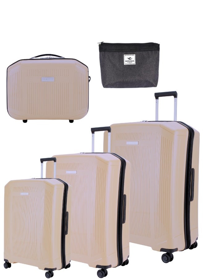 SONADA Sonada Unbreakable Luggage Unisex ,Double Zipper ,Expandable, TSA Lock With 4 Double Silent Wheels Set of 4(Soft pink)  - Image 1