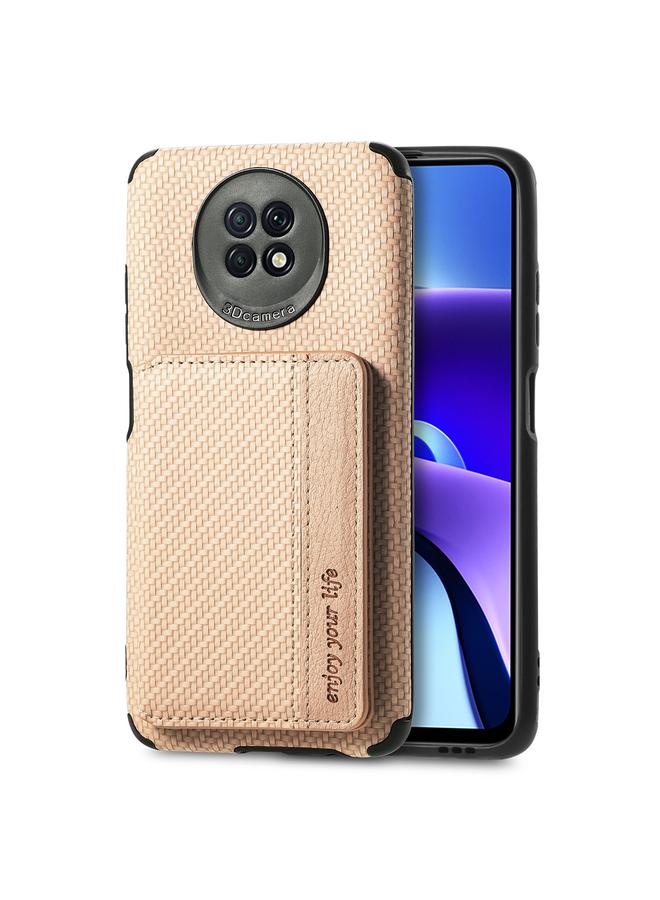 erorex Case For Xiaomi Redmi Note 9 5G Carbon Fiber Magnetic Card Bag TPU+PU Shockproof Back Cover Case with Holder & Card Slot & Photo Frame - Image 2