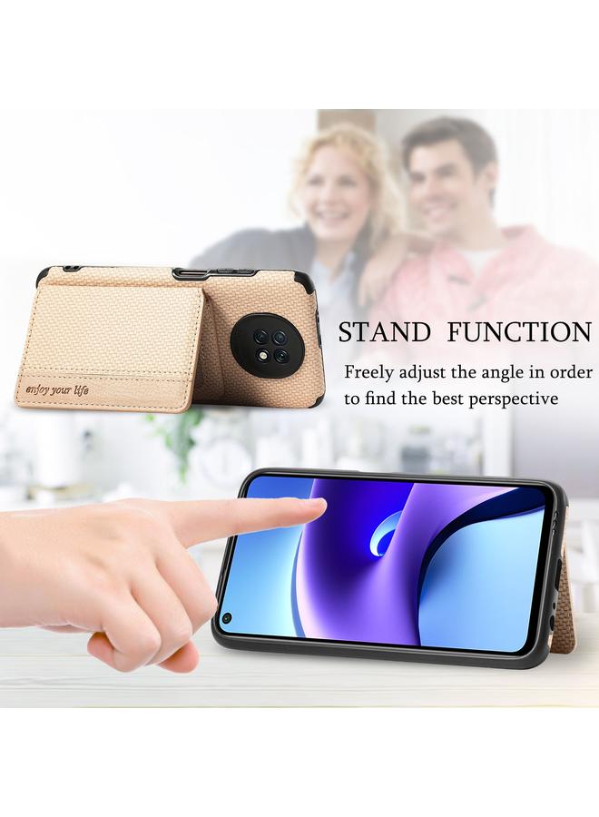 erorex Case For Xiaomi Redmi Note 9 5G Carbon Fiber Magnetic Card Bag TPU+PU Shockproof Back Cover Case with Holder & Card Slot & Photo Frame - Image 3