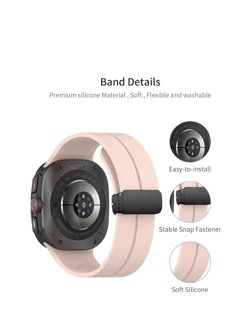 Watch For Samsung Galaxy Watch Ultra 47mm (2024) Soft Silicone Sport Strap With Magnetic Buckle - Pink - Image 2