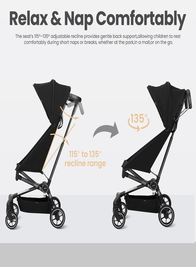 QPlay Travel Stroller for Baby & Toddlers Ages 6 Months to 4 Year Old – 9.48lbs Lightweight & Ultra-Compact Umbrella Stroller with One-Hand Fold, Airplane Carry-on Size, Reclining Seat (Black) - Image 5