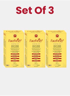 Face Fresh Set of 3 Gold Plus Beauty Serum - Vitamin B3 & Alpha Arbutin, Anti-aging, Prevents Dryness, Protects Skin from Damage & Fights Acne, For All Skin Types 3ml 