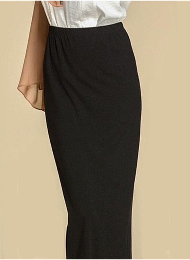 Loquat - High Waist Solid Color Skirt Black - Image 1