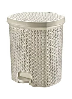 Generic Rattan Design Pedal Dustbin Ivory 35x42x29centimeter 