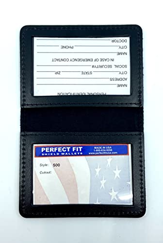 Perfect Fit Shield Wallets Duty Leather 2 ID Leather Bifold License Holder Dual Double I.D. Case Card Permit Slim Wallet (Black) - Image 5