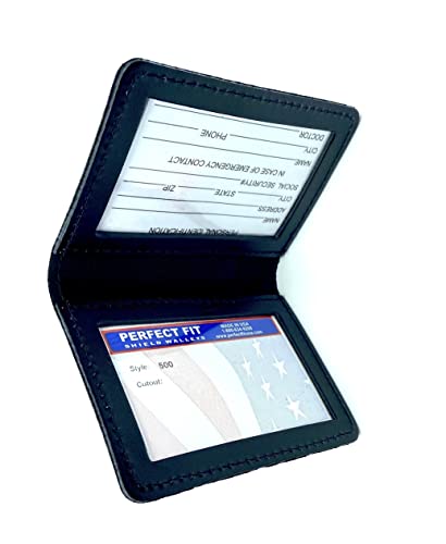 Perfect Fit Shield Wallets Duty Leather 2 ID Leather Bifold License Holder Dual Double I.D. Case Card Permit Slim Wallet (Black) - Image 3