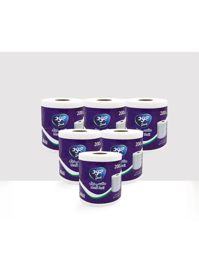 Joud House Hold Tissue 200 Meter Maxi Rolls Pack Of 6 White - Image 1