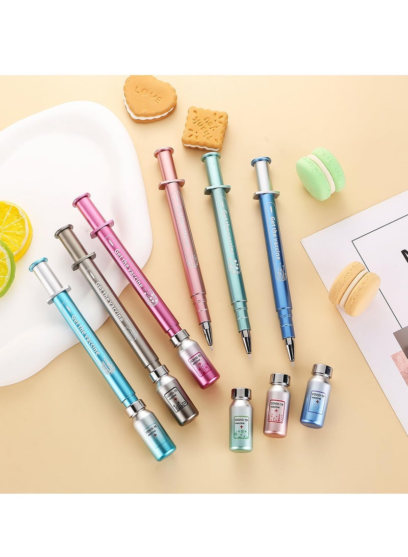 KASTWAVE 6 PCS Luminous Syringe Pens - Colorful Gel Ballpoint Pens for School, Office, and Party Supplies, 6 Colors - Image 3