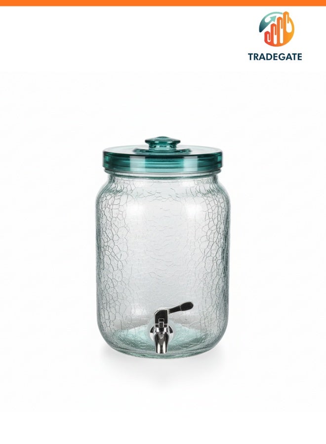 تريدجيت TRADEGATE موزع مشروبات زجاجي مع حامل | صنبور محكم الغلق وغطاء للحماية | إبريق زجاجي للماء والعصير للحفلات والاستخدام اليومي في المنزل والمطبخ - Image 1