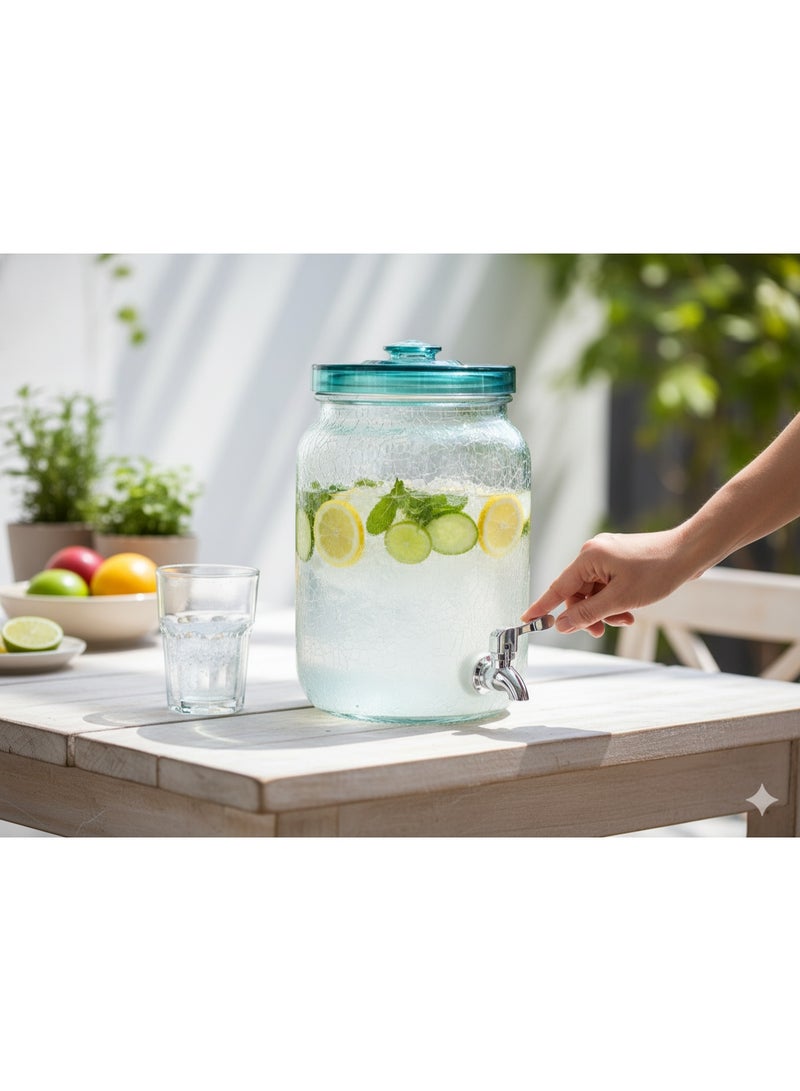 تريدجيت TRADEGATE موزع مشروبات زجاجي مع حامل | صنبور محكم الغلق وغطاء للحماية | إبريق زجاجي للماء والعصير للحفلات والاستخدام اليومي في المنزل والمطبخ - Image 2