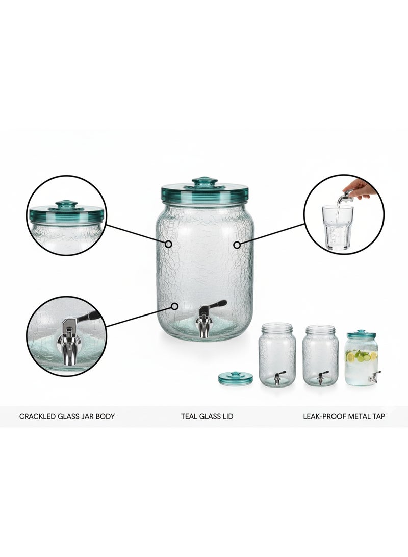 تريدجيت TRADEGATE موزع مشروبات زجاجي مع حامل | صنبور محكم الغلق وغطاء للحماية | إبريق زجاجي للماء والعصير للحفلات والاستخدام اليومي في المنزل والمطبخ - Image 5