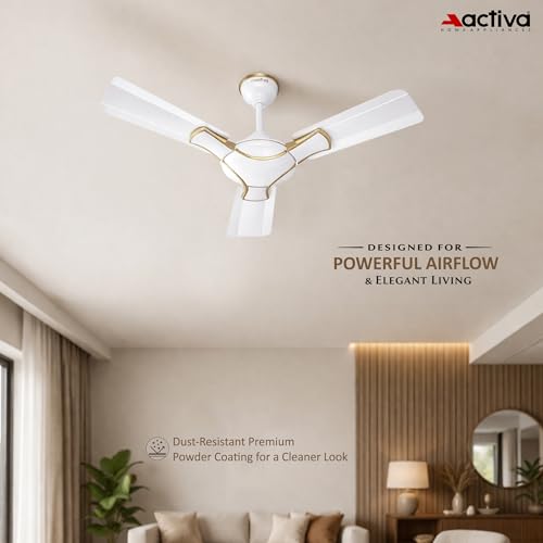 ACTIVA Corolla Pearl Ivory 650 RPM High Speed (36 Inch) 900 MM Sweep Anti Dust Coating Ceiling Fan with 2 Years Warranty - Image 2