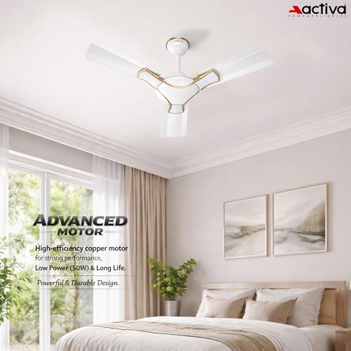 ACTIVA Corolla Pearl Ivory 650 RPM High Speed (36 Inch) 900 MM Sweep Anti Dust Coating Ceiling Fan with 2 Years Warranty - Image 4