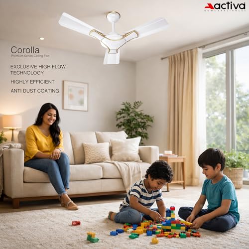 ACTIVA Corolla Pearl Ivory 650 RPM High Speed (36 Inch) 900 MM Sweep Anti Dust Coating Ceiling Fan with 2 Years Warranty - Image 5