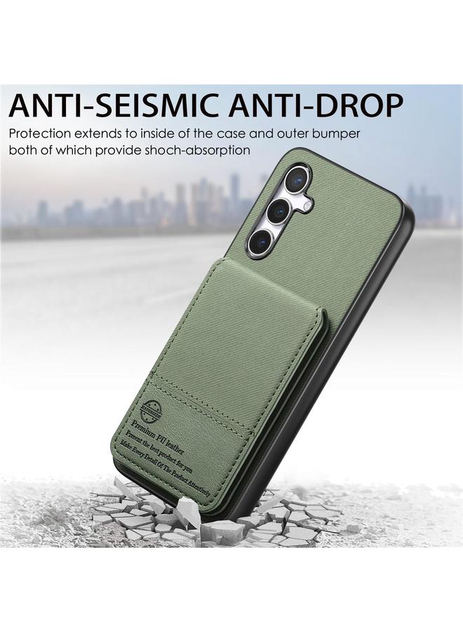 S-TOP Case For Samsung Galaxy A22 5G Twill Fabric Leather Vertical Flip RFID Card Bag Phone Case - Image 4