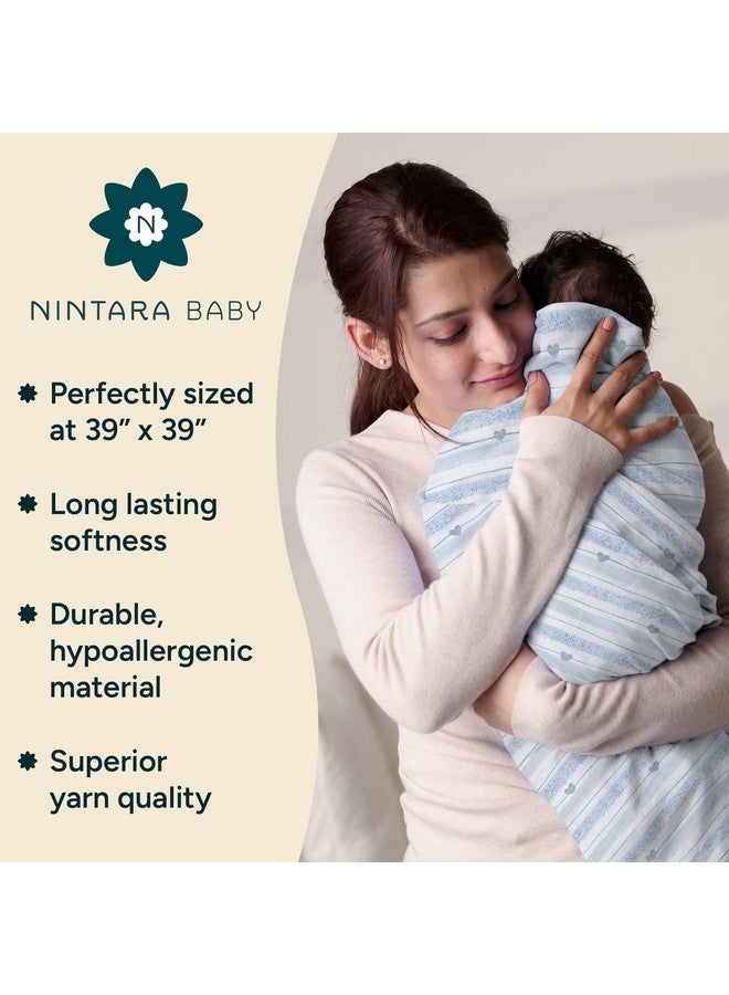 NINTARABABY Nintara Baby Swaddle - 100% Organic Premium Muslin Cotton, 39" x 39", Ultra-Soft, Breathable & Lightweight, Multipurpose, Unisex, Hypoallergenic, Gifts for Newborn Babies, Pack of 2 - Image 2