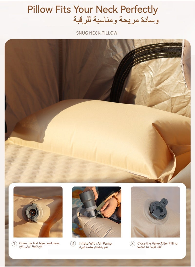 Generic - HuaKe Double Outdoor Camping Air Mattress, Auto Inflatable Bed, Double With Pillow Thickened Moisture-proof Mat Tent ,Inflatable Air Mettress Sleeping Pad, Inflatable Outdoor Mat for Tent Camping Car Truck for 2 People - Image 1