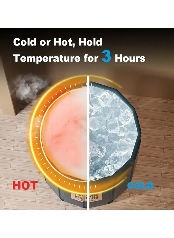 Beauenty Portable Bathtub for Adults, Collapsible Freestanding Bathtub for Shower, Portable Ice Bath tub for Cold Water Therapy Training Hot Ice Bath Tubs with Thickened Thermal Foam to Keep Temperature, PVC Outdoor Soaking  80*65  (green) - Image 4