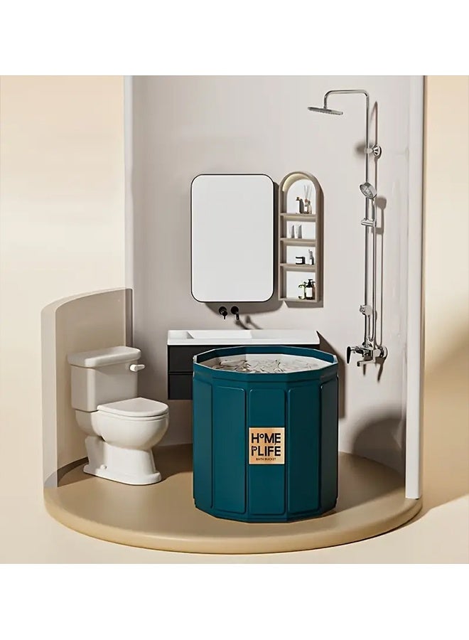 Beauenty Portable Bathtub for Adults, Collapsible Freestanding Bathtub for Shower, Portable Ice Bath tub for Cold Water Therapy Training Hot Ice Bath Tubs with Thickened Thermal Foam to Keep Temperature, PVC Outdoor Soaking  80*65  (green) - Image 5