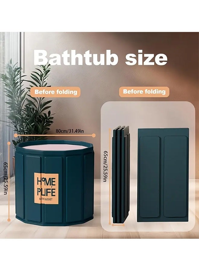 Beauenty Portable Bathtub for Adults, Collapsible Freestanding Bathtub for Shower, Portable Ice Bath tub for Cold Water Therapy Training Hot Ice Bath Tubs with Thickened Thermal Foam to Keep Temperature, PVC Outdoor Soaking  80*65  (green) - Image 3
