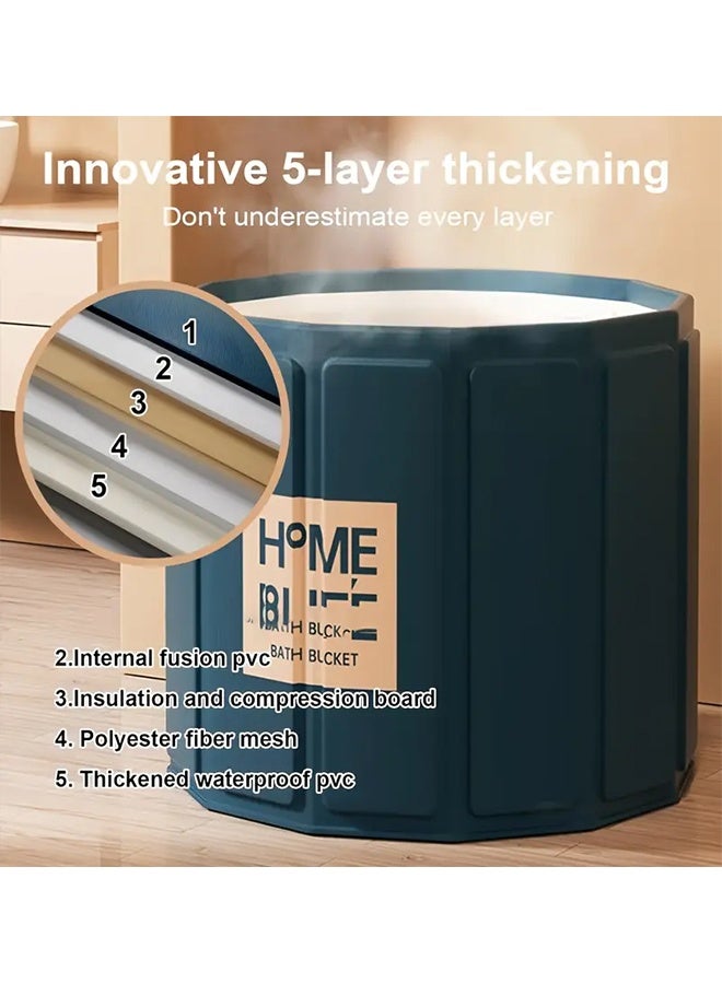 Beauenty Portable Bathtub for Adults, Collapsible Freestanding Bathtub for Shower, Portable Ice Bath tub for Cold Water Therapy Training Hot Ice Bath Tubs with Thickened Thermal Foam to Keep Temperature, PVC Outdoor Soaking  80*65  (green) - Image 2