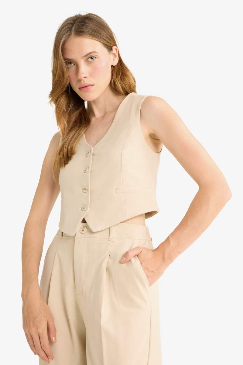 DeFacto V-Neck Classic Blazer Vest - Image 3