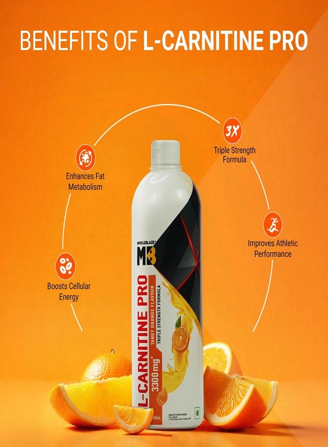 MuscleBlaze Liquid L-Carnitine PRO (Tangy Orange, 450ml) | 3300mg L- Carnitine |Triple Strength Formula - Image 2