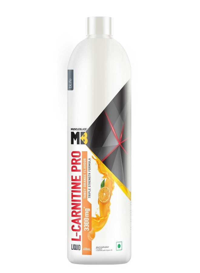 MuscleBlaze Liquid L-Carnitine PRO (Tangy Orange, 450ml) | 3300mg L- Carnitine |Triple Strength Formula - Image 1