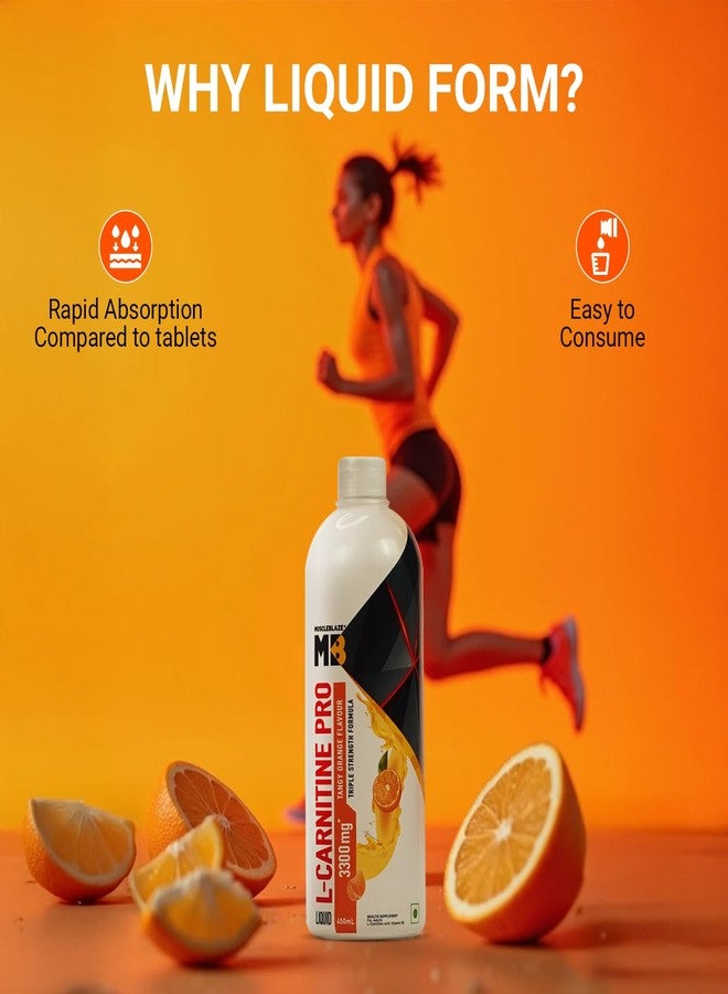 MuscleBlaze Liquid L-Carnitine PRO (Tangy Orange, 450ml) | 3300mg L- Carnitine |Triple Strength Formula - Image 4