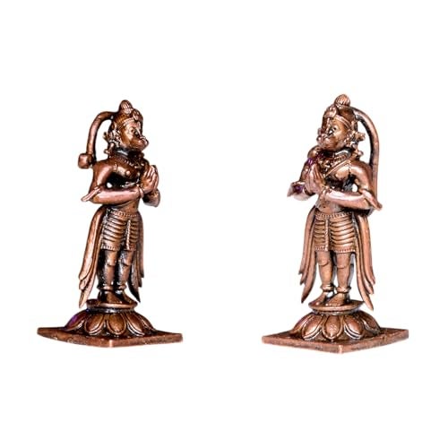 RAISOM Pure Handmade Copper Standing Hanuman Ji Idol | Antique Patina Finish Bajrangbali Ji | Ideal for Temple, Car Dashboard, Gifting & Home Decor | Height: 5 cm Weight: 40 Grams - Image 5