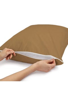 RELEIFE RELEIFE 100 Waterproof Terry Cotton Zippered Pillow Protector Covers Encasement Case Pack of 4 20 x 30 inch Beige  - Image 4