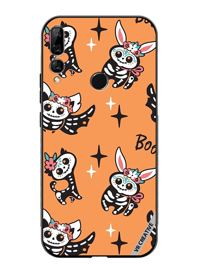 VR CREATIVE Protective Case Cover For Huawei Y9 Prime 2019 Skeletons Of Cute Animals On Orange Design Multicolour - Image 1