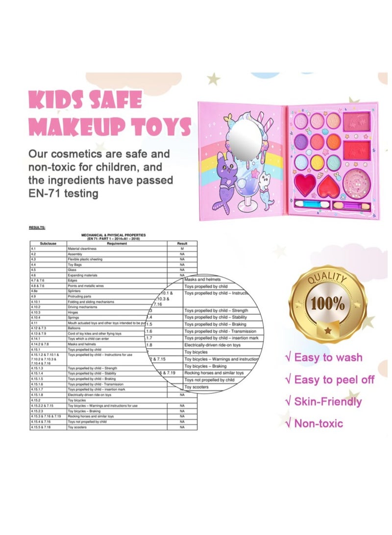 Excefore Kids Makeup Sets for Girls, 14 Colors Washable Children's Make Up Kit with Mirror, Non-Toxic Cosmetic Beauty Set Gift for Kids, Princess Pretend Play Games Toys Birthday, for Girls - Image 5