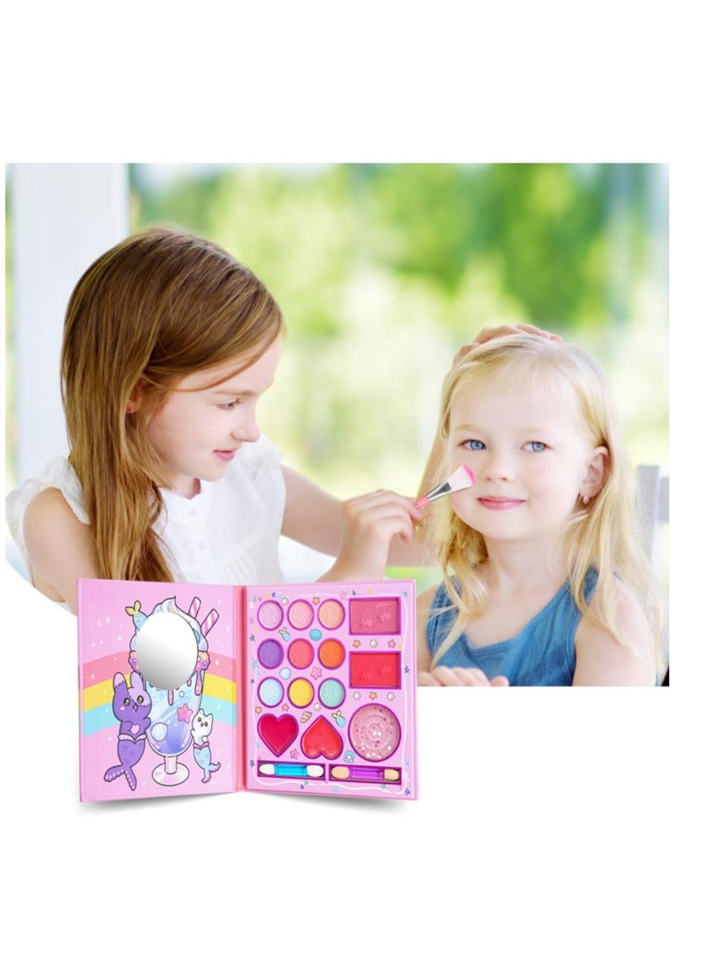 Excefore Kids Makeup Sets for Girls, 14 Colors Washable Children's Make Up Kit with Mirror, Non-Toxic Cosmetic Beauty Set Gift for Kids, Princess Pretend Play Games Toys Birthday, for Girls - Image 2
