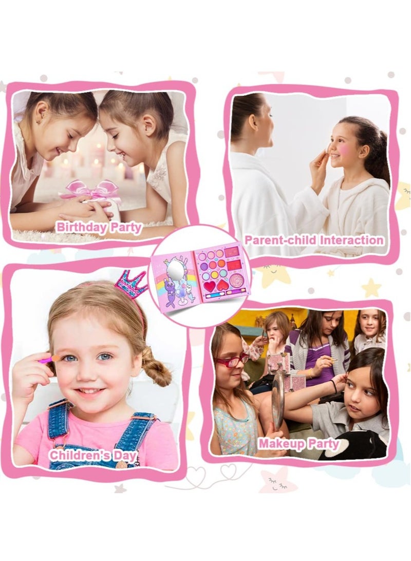 Excefore Kids Makeup Sets for Girls, 14 Colors Washable Children's Make Up Kit with Mirror, Non-Toxic Cosmetic Beauty Set Gift for Kids, Princess Pretend Play Games Toys Birthday, for Girls - Image 3