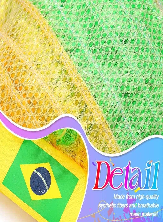 CAKURE Brazil Soccer Fan Wig Green & Yellow Curly Afro Wig with Brazil Flag for Soccer Games, National Day, Sports Events - Image 4
