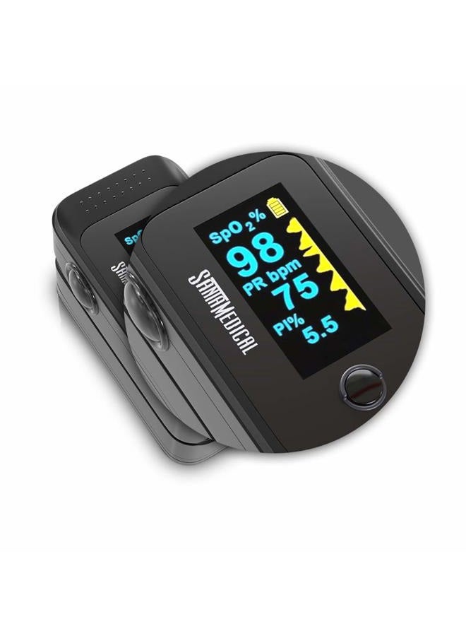 Santamedical مقياس التأكسج النبضي OLED ثنائي اللون، جهاز مراقبة تشبع الأكسجين في الدم (SpO2) مع حقيبة وبطاريات وحبل عنق - Image 4